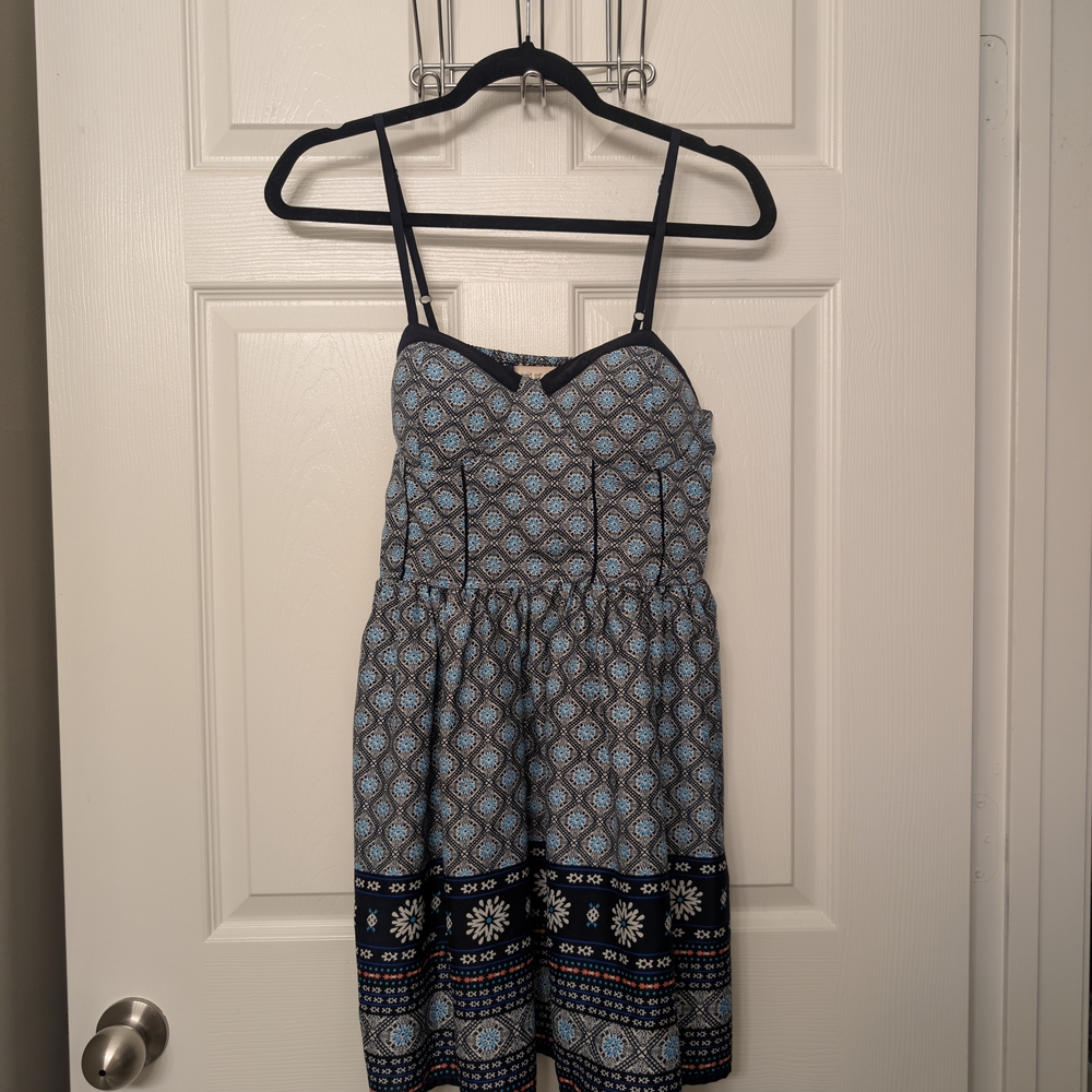 Navy and White Patterned Dress